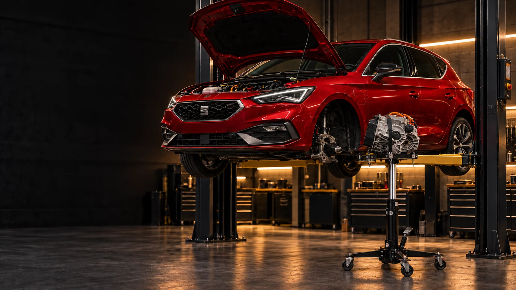 SEAT Leon korjaamoympäristössä, kuvitus